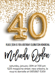 Birthday Foil Balloon Gold 40 design preview