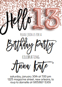 Birthday Foil Balloon Rose Gold Hello 13 design preview