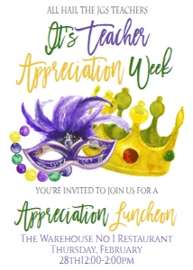 Mardi Gras Teacher Appreciation Invite: Mardi Gras Teacher Appreciation Invite