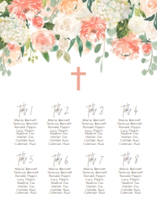 Seating Chart Peach Floral: Confirmation Peach Floral