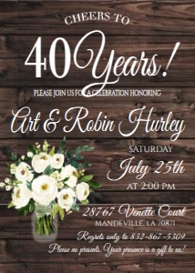 Anniversary Rustic Floral 40th design preview