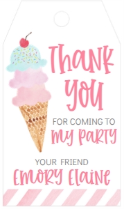 Birthday Favor Tag Ice Cream BPP: Birthday Ice Cream Cone White BPP