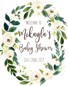 BSS White Floral Wreath Welcome 8x10: BSS White Floral Welcome 18x24