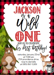 Birthday Woodland Wild One Plaid: Birthday Woodland Wild One Plaid
