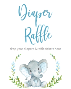 BSS Elephant Blue Diaper Raffle: BSS Blue Elephant Welcome Sign 18x24
