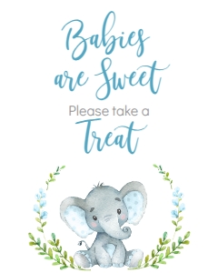 BSS Elephant Blue Sweet Treat: BSS Blue Elephant Welcome Sign 18x24