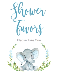 BSS Elephant Blue Favors: BSS Blue Elephant Welcome Sign 18x24