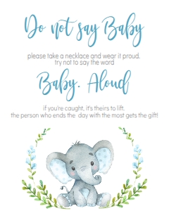 BSS Elephant Blue Don't Say Baby: BSS Blue Elephant Welcome Sign 18x24