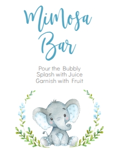 BSS Elephant Blue Mimosa Bar: BSS Blue Elephant Welcome Sign 18x24