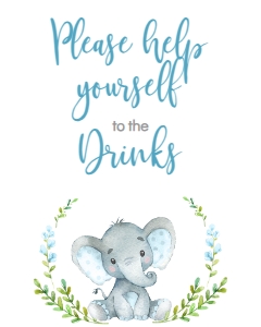 BSS Elephant Blue Drinks: BSS Blue Elephant Welcome Sign 18x24