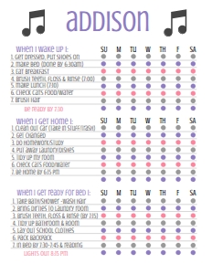Chore Chart Music Purple: Chore Chart Music Purple