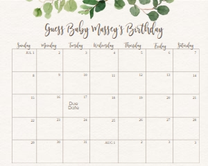 Calendar Due Date Greenery design preview