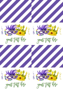 Mardi Gras Food Tent Mask Crown Full Page: Mardi Gras Birthday King Cake 8th