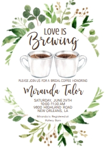 Bridal Shower Love Is Brewing Greenery design preview