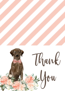 Baby Shower Boho Peach Floral Chocolate Lab Thank You NIS: Baby Shower Dog Peach Floral Chocolate Lab Invite Kit