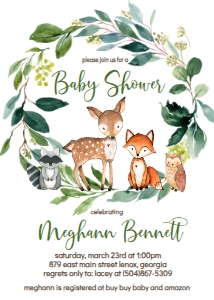 Baby Shower Woodland Greenery Leaf Invite: Baby Shower Woodland Greenery Leaf Invite