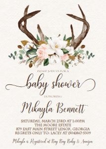 Baby Shower Cotton Magnolia Antlers design preview