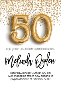 Birthday Foil Balloon Gold 50: Birthday Foil Balloon Gold 50