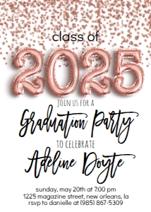 Graduation Party Foil Balloon Class of 2023 Rose Gold Confetti design preview