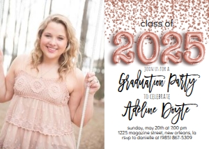 Graduation Party Foil Balloon Class of 2023 Rose Gold Confetti PHOTO design preview