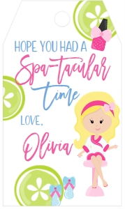 Birthday Spa Favor Tag Blonde: Birthday Spa Pajamas and Pampering