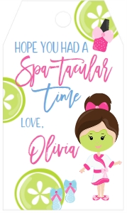 Birthday Spa Favor Tag Brunette: Birthday Spa Favor Tag Brunette