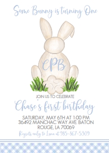Birthday Easter Bunny Monogram Blue EBP2: Birthday Easter Bunny Monogram Blue