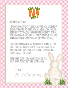 Easter Bunny Letter Pink Gingham: Easter Bunny Letter Pink Gingham