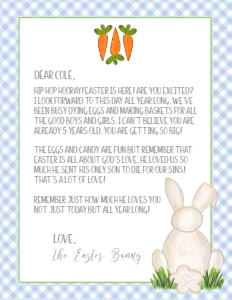 Easter Bunny Letter Blue Gingham design preview