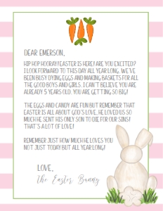 Easter Bunny Letter Pink Stripe: Easter Bunny Letter Pink Stripe