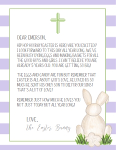 Easter Bunny Letter Purple Stripe: Easter Bunny Letter Purple Stripe