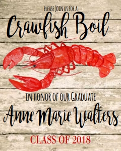 Crawfish Boil Grad 8x10 Sign NIS: Crawfish Boil Grad