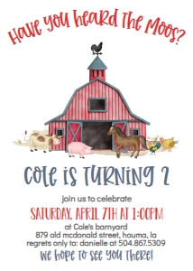 Birthday Farm Barn Animals design preview