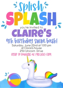Birthday Unicorn Pool Party: Birthday Unicorn Pool Party