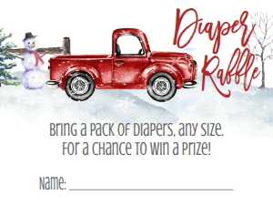 Baby Shower Christmas Red Truck Snowflake Diaper Raffle: Baby Shower Christmas Red Truck Snowman Invitation 655179429