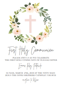 Communion Wreath Pink Floral Cross design preview