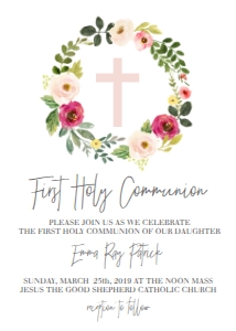 Communion Wreath Pink Spring Floral Cross: Communion Wreath Pink Spring Floral Cross