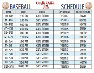 Baseball Schedule design preview