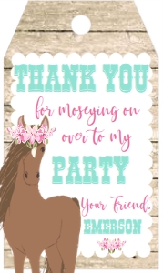 Birthday Horse Pink Floral Favor Tag: Birthday Horse Rustic Floral