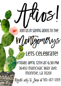 Adios Farewell Catus Party Invite: Adios Farewell Catus Party Invite