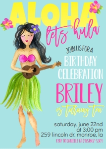 Birthday Luau Hula Girl design preview