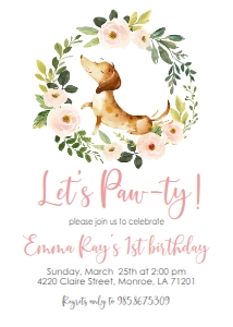 Birthday Puppy Dog Wreath Dachshund: Birthday Puppy Dog Wreath Dachshund