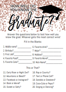 Graduation How Well Do you Know Rose Gold: Graduation Party Foil Balloon Class of 2023 Rose Gold Confetti