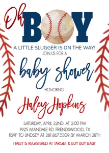 Baby Shower Baseball Invite Oh Boy: Baby Shower Baseball Invite Oh Boy