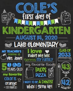 School First Day Blue 16X20: School First Day Blue 16x20