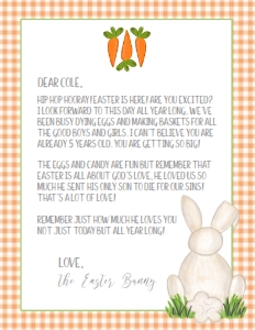 Easter Bunny Letter Orange Gingham: Easter Bunny Letter Orange Gingham