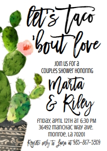 Couples Shower Cactus Taco Bout Love: Couples Shower Cactus Taco Bout Love