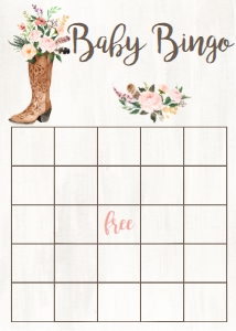 BSG Floral Boot Bingo Game: BSG Floral Boot Bingo Game