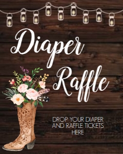 Baby Shower Floral Rustic Boot Diaper Raffle Sign: Baby Shower Floral Rustic Boot Diaper Raffle Sign
