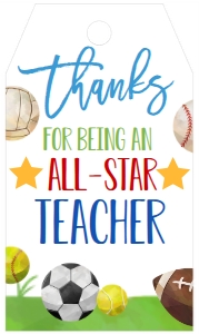 School Teacher Appreciation All-Star Favor Tag design preview